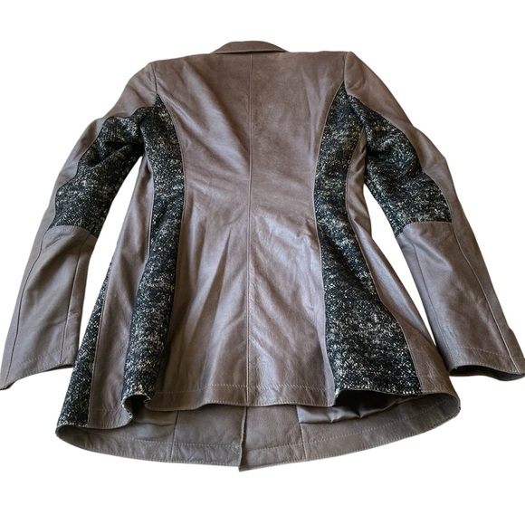 DROMe | Leather Blazer Jacket / Wool Contrast / Col Taupe-Felt / Sz Small / NWT! - Picture 7 of 12